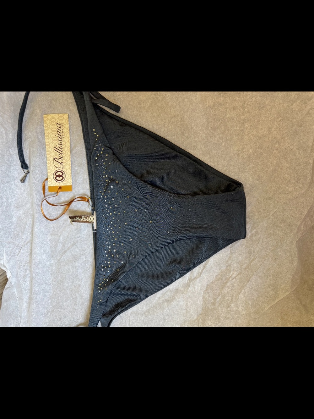 Dark Grey Rhinestone Brazilian Bikini Bottoms - Picture 3 of 6